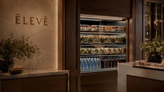 ÉLEVÉ Fresh display with food and beverages