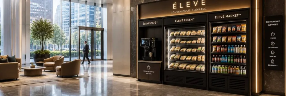 ÉLEVÉ station in a Class A office lobby